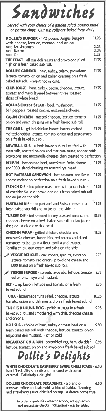 Dollies Sandwiches and Burgers